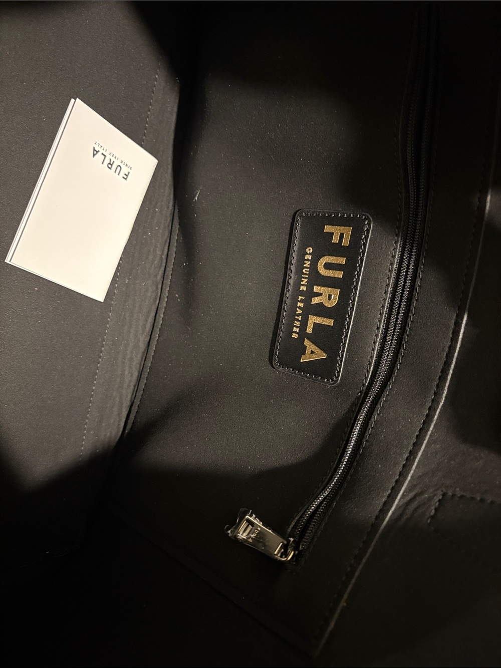NWT Furla Nero Pebbled Leather Tote with Dustbag - Picture 7 of 10